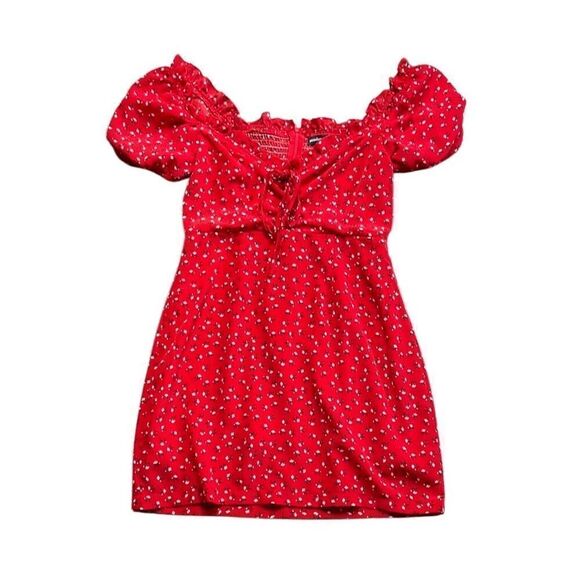 Sundae Muse Archie Red Floral Mini Peasant Dress size 8 - Picture 5 of 12